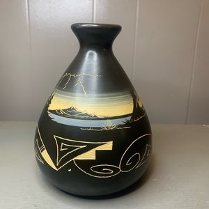 Cedar Mesa Navajo Pottery Vase Native American Hand Painted Southwestern Signed
